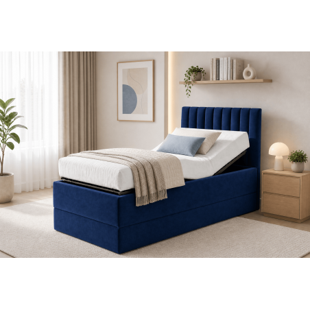 Boxspringbett 100x200 cm mit verstellbarem Lattenrost, Liegefläche anpassbar per Fernbedienung, Funktionsbett PEDRO SE