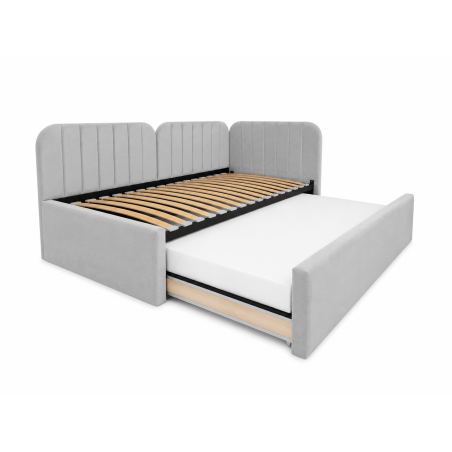Polsterbett 90x200 mit zusätzlichem Schlafplatz und geräumiger Schublade, funktionales Ausziehbett ALVIN 03 MN