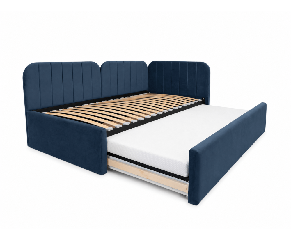 Polsterbett 90x200 mit zusätzlichem Schlafplatz und geräumiger Schublade, funktionales Ausziehbett ALVIN 03 MN