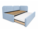 Polsterbett 90x200 mit zusätzlichem Schlafplatz und geräumiger Schublade, funktionales Ausziehbett ALVIN 03 MN