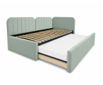 Polsterbett 100x200 mit zwei Schlafplätzen und Stauraum, funktionales Ausziehbett 2in1 ALVIN 03 MN