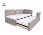 Polsterbett 90x200 mit 2 Schlafplätzen, RAUSFALLSCHUTZ und geräumigem Stauraum in Schubladenform, Ausziehbett 2in1 ALVIN 03 MNB Polsterbett 90x200 mit 2 Schlafplätzen, RAUSFALLSCHUTZ und geräumigem Stauraum in Schubladenform, Ausziehbett 2in1 ALVIN 03 MNB