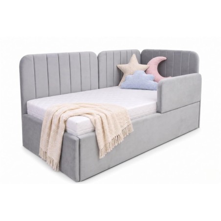 Ausziehbett 100x200 mit RAUSFALLSCHUTZ und Bettkasten in Schubladenform, Polsterbett 2in1 ALVIN 03 MNB
