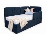 Ausziehbett 100x200 mit RAUSFALLSCHUTZ und Bettkasten in Schubladenform, Polsterbett 2in1 ALVIN 03 MNB