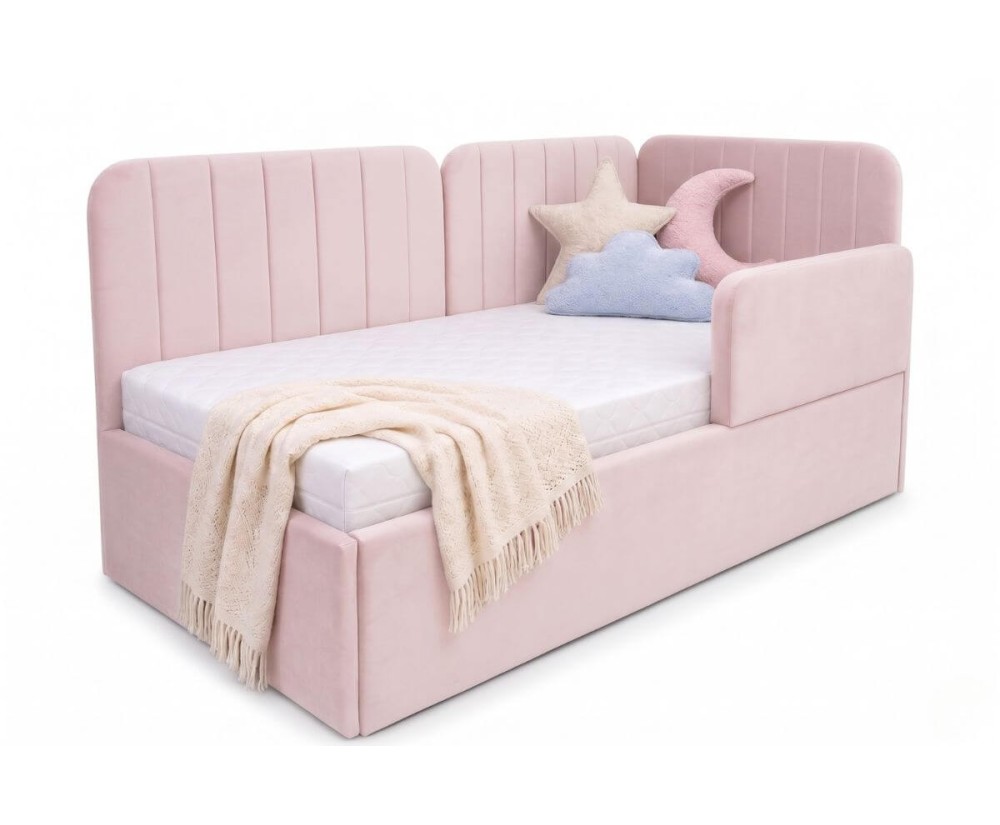 Ausziehbett 100x200 mit RAUSFALLSCHUTZ und Bettkasten in Schubladenform, Polsterbett 2in1 ALVIN 03 MNB
