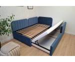 Ausziehbett 100x200 mit RAUSFALLSCHUTZ und Bettkasten in Schubladenform, Polsterbett 2in1 ALVIN 03 MNB