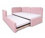 Ausziehbett 100x200 mit RAUSFALLSCHUTZ und Bettkasten in Schubladenform, Polsterbett 2in1 ALVIN 03 MNB