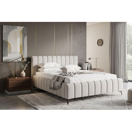 Polsterbett 140x200 cm für Schlafzimmer mit Kopfteil, Bettkasten, Lattenrost mit Metallrahmen, Ehebett IMPERIA S15