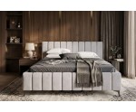 Schlafzimmerbett 180x200 cm mit vertikalen Nähten, Bettkasten, Lattenrost mit Metallrahmen, Doppelbett IMPERIA S15