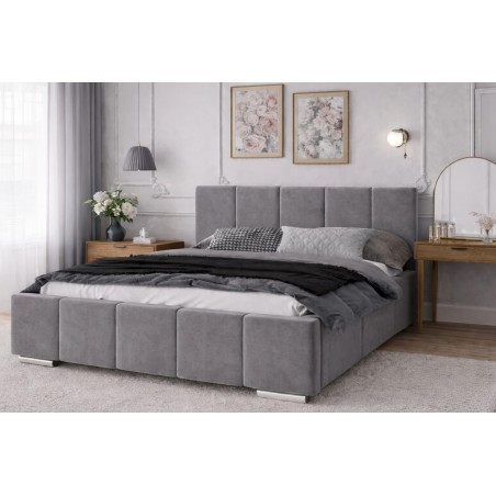 Doppelbett 160x200 cm mit vertikalen Nähten, Bettkasten, Lattenrost mit Metallrahmen, Polsterbett IMPERIA S01