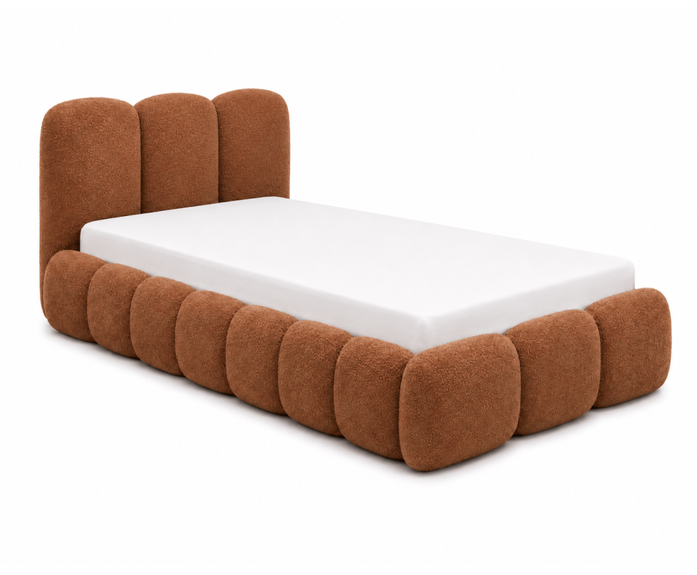 Polsterbett 100x200 cm mit dickem Kopfteil und Stauraum, Lattenrost mit Metallrahmen, Bubble Bett SOFTY Polsterbett 100x200 cm mit dickem Kopfteil und Stauraum, Lattenrost mit Metallrahmen, Bubble Bett SOFTY