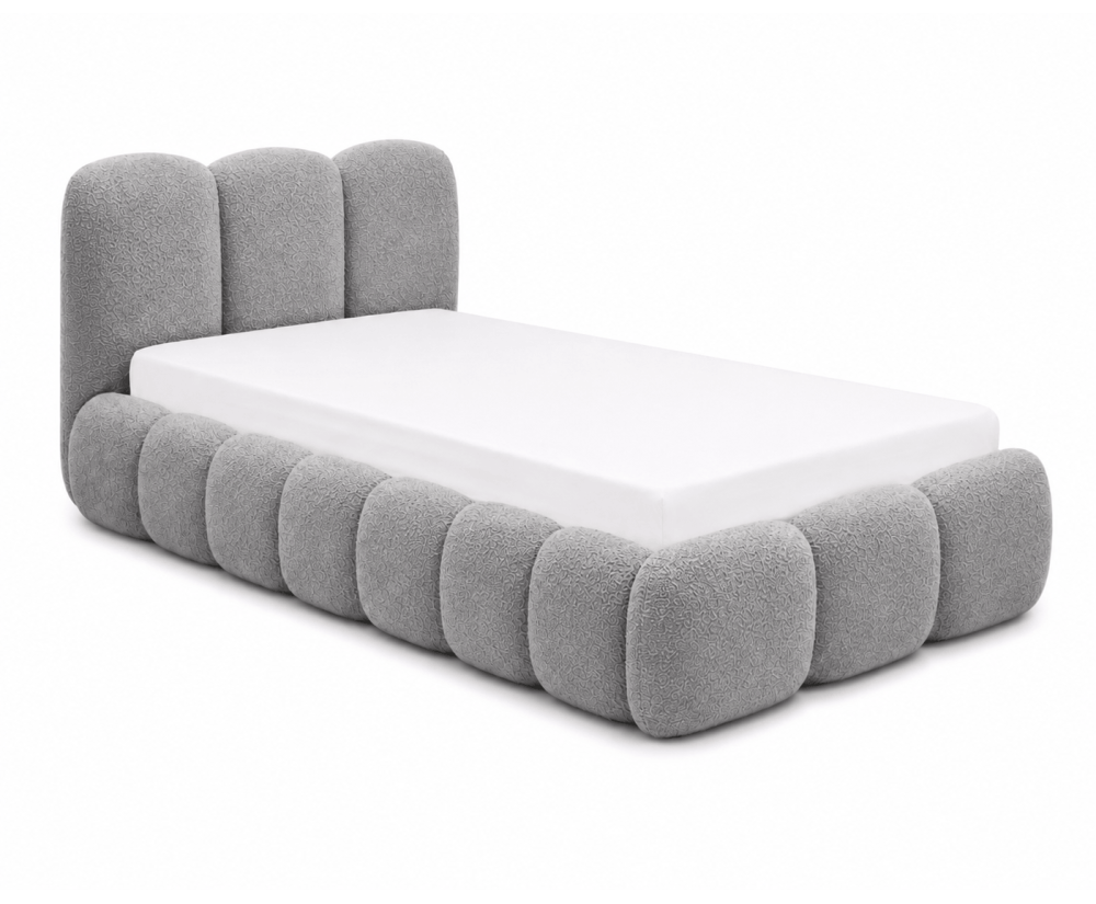 Polsterbett 100x200 cm mit dickem Kopfteil und Stauraum, Lattenrost mit Metallrahmen, Bubble Bett SOFTY Polsterbett 100x200 cm mit dickem Kopfteil und Stauraum, Lattenrost mit Metallrahmen, Bubble Bett SOFTY