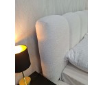 Polsterbett 100x200 cm mit dickem Kopfteil und Stauraum, Lattenrost mit Metallrahmen, Bubble Bett SOFTY