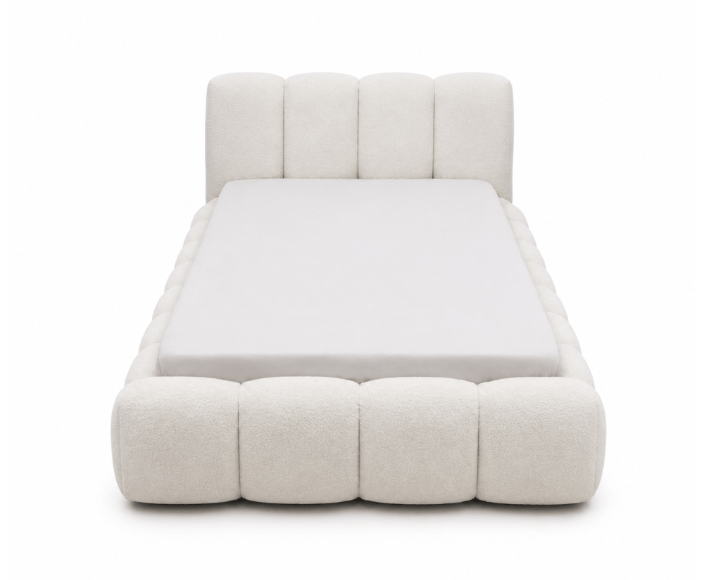 Weiches Polsterbett 120x200 cm mit dicken Seitenteilen, Lattenrost und Bettkasten, Bubble Bett SOFTY