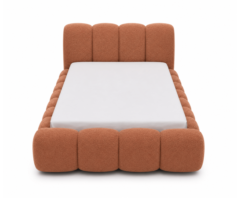 Weiches Polsterbett 120x200 cm mit dicken Seitenteilen, Lattenrost und Bettkasten, Bubble Bett SOFTY