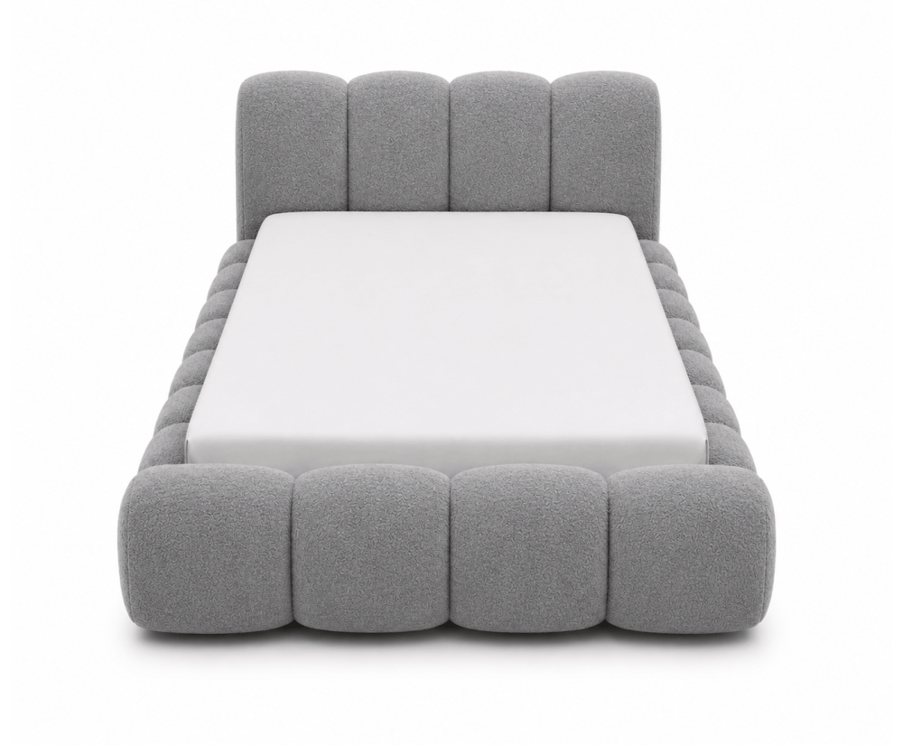 Weiches Polsterbett 120x200 cm mit dicken Seitenteilen, Lattenrost und Bettkasten, Bubble Bett SOFTY
