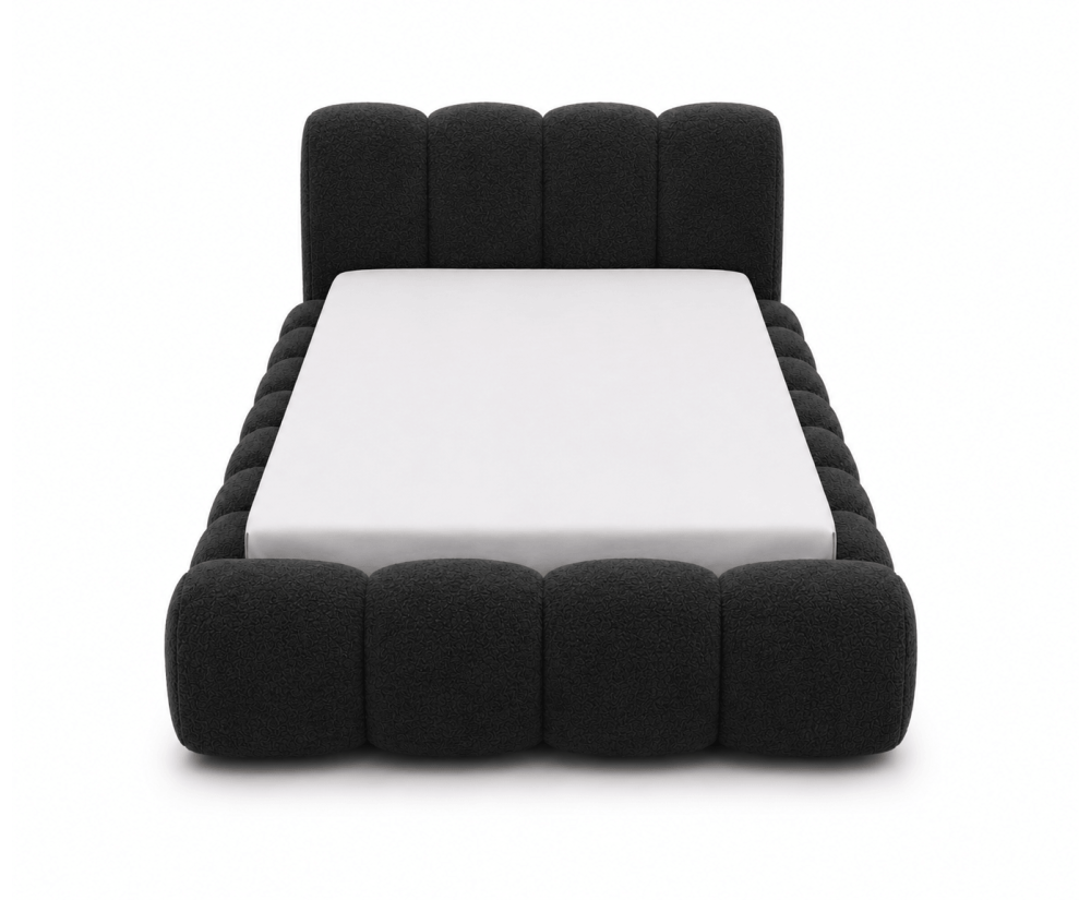 Weiches Polsterbett 120x200 cm mit dicken Seitenteilen, Lattenrost und Bettkasten, Bubble Bett SOFTY