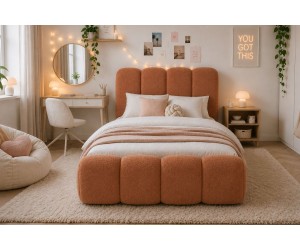 Weiches Polsterbett 120x200 cm mit dicken Seitenteilen, Lattenrost und Bettkasten, Bubble Bett SOFTY