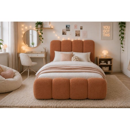 Weiches Polsterbett 120x200 cm mit dicken Seitenteilen, Lattenrost und Bettkasten, Bubble Bett SOFTY