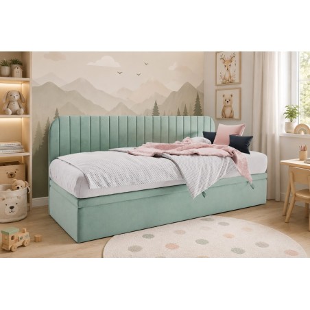 Einzelbett 80x180 cm für Kinderzimmer, mit abgerundeter Seitenblende, ANTOS 1R