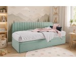 Bequemes Kinderbett 80x200 cm mit Bettkasten, Seitenblende abgerundet, ANTOS 1R