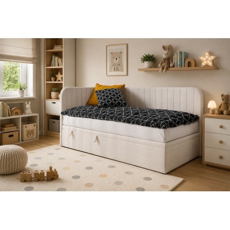 Einzelbett 80x180 cm für Kinderzimmer, Seitenblende und Kopfteil abgerundet, ANTOS 2R