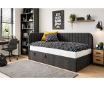 Einzelbett 90x200 cm für Jugendzimmer, Seitenblende und Kopfteil abgerundet, ANTOS 2R