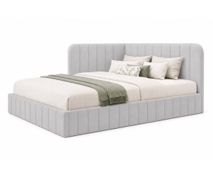 Eckbett 140x200 cm mit Bettkasten und Lattenrost, Polsterbett für Jugendzimmer, MARIO SM 06