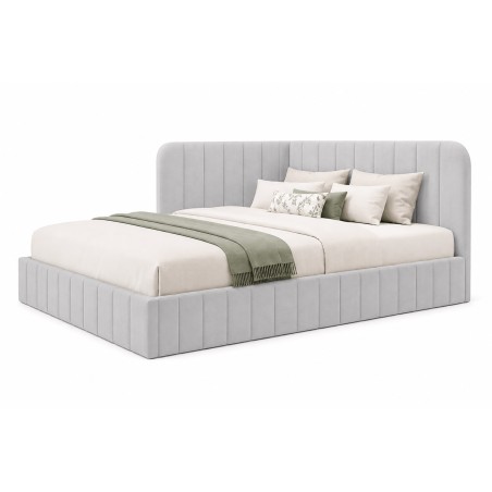 Eckbett 140x200 cm mit Bettkasten und Lattenrost, Polsterbett für Jugendzimmer, MARIO SM 06