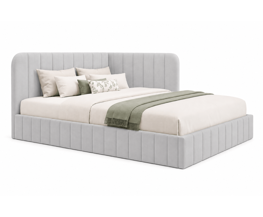 Eckbett 140x200 cm mit Bettkasten und Lattenrost, Polsterbett für Jugendzimmer, MARIO SM 06
