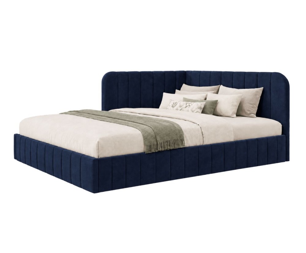Eckbett 140x200 cm mit Bettkasten und Lattenrost, Polsterbett für Jugendzimmer, MARIO SM 06