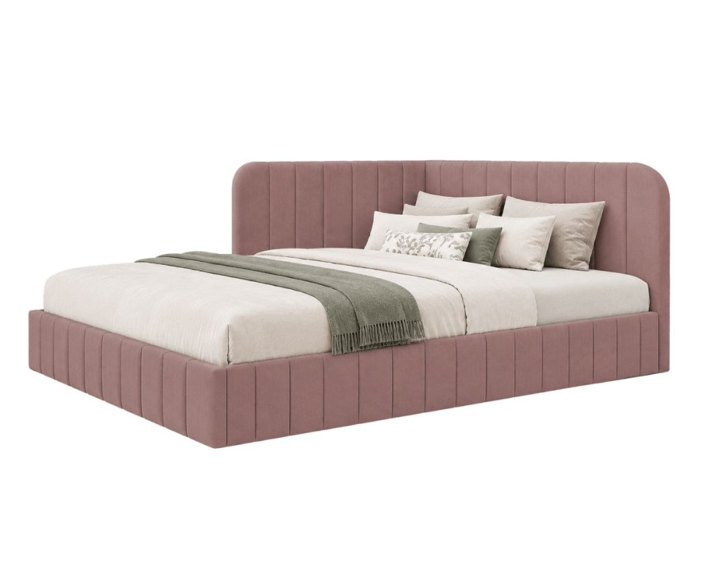 Eckbett 140x200 cm mit Bettkasten und Lattenrost, Polsterbett für Jugendzimmer, MARIO SM 06