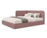 Eckbett 140x200 cm mit Bettkasten und Lattenrost, Polsterbett für Jugendzimmer, MARIO SM 06