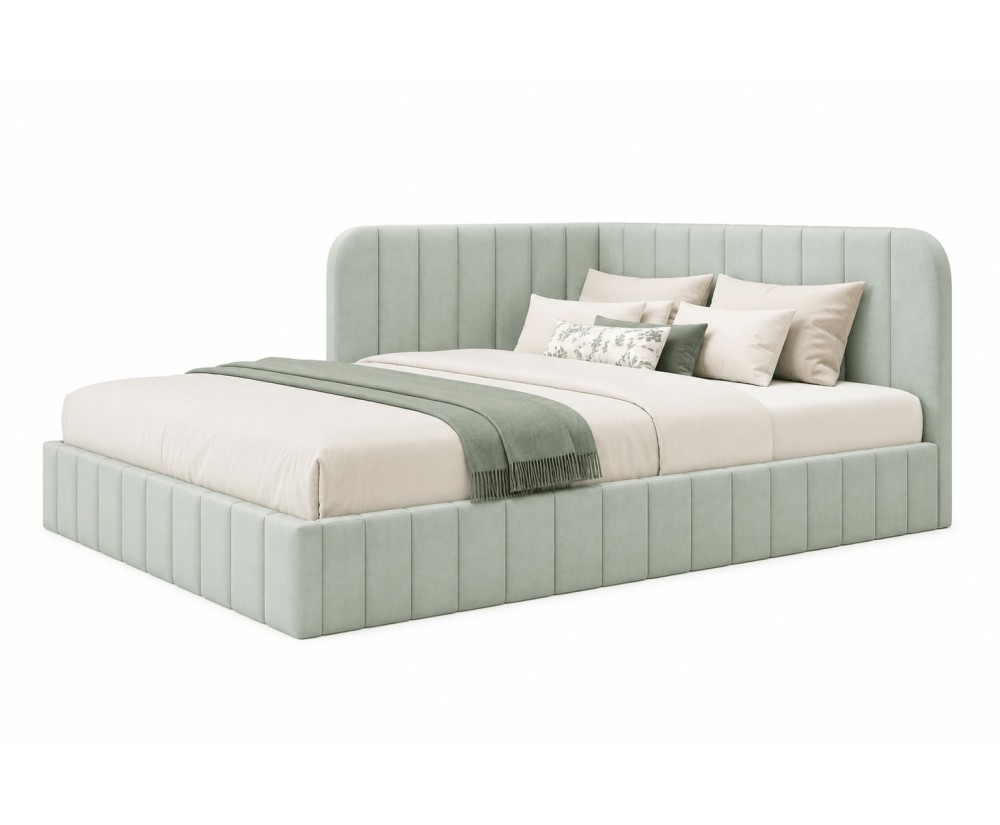 Eckbett 140x200 cm mit Bettkasten und Lattenrost, Polsterbett für Jugendzimmer, MARIO SM 06