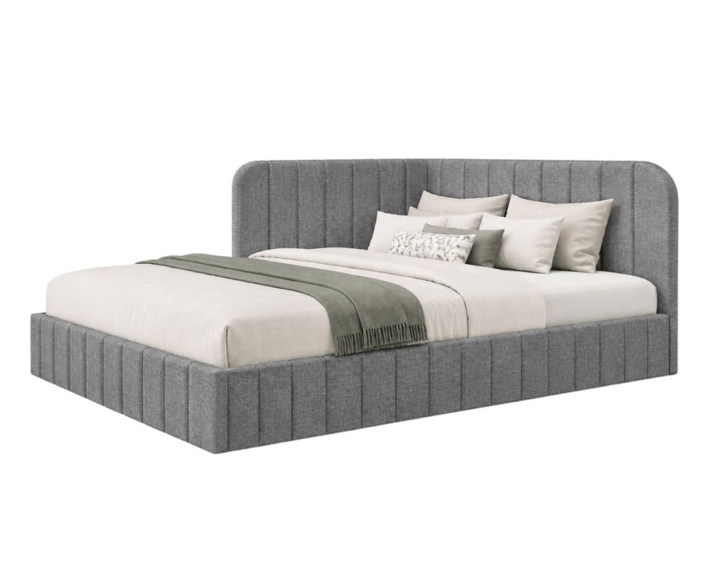 Eckbett 140x200 cm mit Bettkasten und Lattenrost, Polsterbett für Jugendzimmer, MARIO SM 06