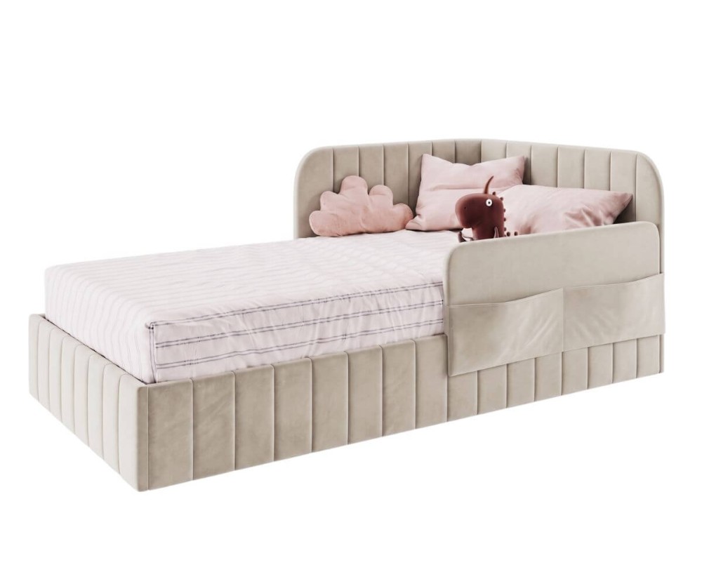 Jugendbett 80x180 cm mit RAUSFALLSCHUTZ und praktischen Taschen, MARIO SM 06K