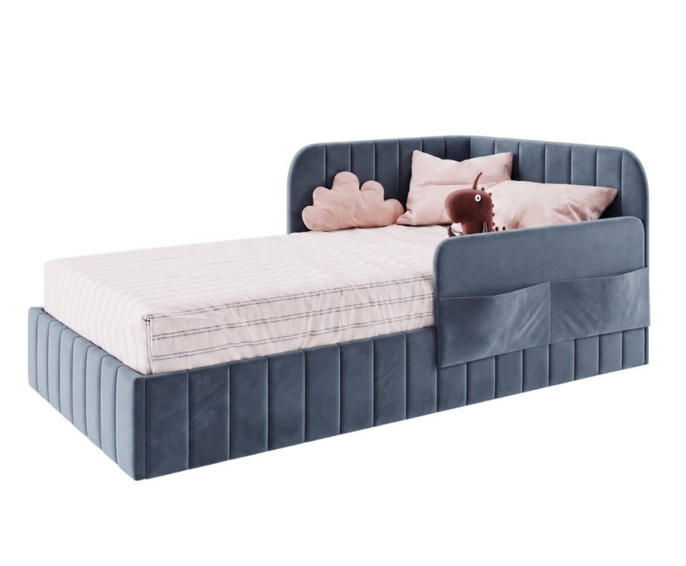 Jugendbett 80x180 cm mit RAUSFALLSCHUTZ und praktischen Taschen, MARIO SM 06K
