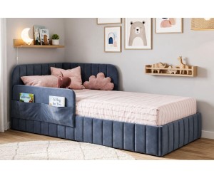 Jugendbett 80x180 cm mit RAUSFALLSCHUTZ und praktischen Taschen, MARIO SM 06K