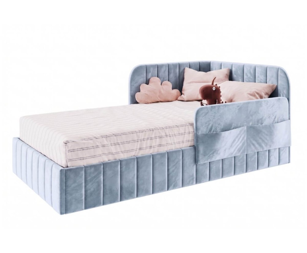 Polsterbett 90x200 cm mit Stauraum, RAUSFALLSCHUTZ und praktischen Taschen, Jugendbett MARIO SM 06K Polsterbett 90x200 cm mit Stauraum, RAUSFALLSCHUTZ und praktischen Taschen, Jugendbett MARIO SM 06K