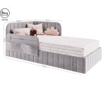 Polsterbett 90x200 cm mit Stauraum, RAUSFALLSCHUTZ und praktischen Taschen, Jugendbett MARIO SM 06K Polsterbett 90x200 cm mit Stauraum, RAUSFALLSCHUTZ und praktischen Taschen, Jugendbett MARIO SM 06K