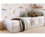 Singlebett 100x200 cm mit Bettkasten, RAUSFALLSCHUTZ und praktischen Taschen, Jugendbett MARIO SM 06K