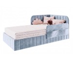 Bequemes Polsterbett 120x200 cm mit Bettkasten, RAUSFALLSCHUTZ und Seitentaschen, Jugendbett MARIO SM 06K Bequemes Polsterbett 120x200 cm mit Bettkasten, RAUSFALLSCHUTZ und Seitentaschen, Jugendbett MARIO SM 06K