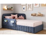 Bequemes Polsterbett 120x200 cm mit Bettkasten, RAUSFALLSCHUTZ und Seitentaschen, Jugendbett MARIO SM 06K Bequemes Polsterbett 120x200 cm mit Bettkasten, RAUSFALLSCHUTZ und Seitentaschen, Jugendbett MARIO SM 06K