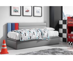 Jugendbett 80x200 cm mit Bettkasten, OHNE Matratze, Samtstoff in 3 Farbvarianten, Polsterbett CHAMPION 1R