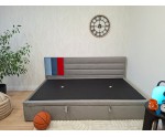 Jugendbett 80x200 cm mit Bettkasten, OHNE Matratze, Samtstoff in 3 Farbvarianten, Polsterbett CHAMPION 1R
