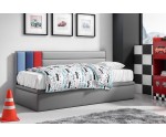 Einzelbett 90x200 cm im sportlichen Design für Jugendliche, Polsterbett mit Bettkasten, OHNE Matratze, CHAMPION 1R Einzelbett 90x200 cm im sportlichen Design für Jugendliche, Polsterbett mit Bettkasten, OHNE Matratze, CHAMPION 1R
