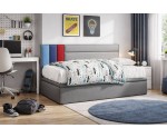 Einzelbett 90x200 cm im sportlichen Design für Jugendliche, Polsterbett mit Bettkasten, OHNE Matratze, CHAMPION 1R Einzelbett 90x200 cm im sportlichen Design für Jugendliche, Polsterbett mit Bettkasten, OHNE Matratze, CHAMPION 1R
