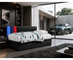 Einzelbett 90x200 cm im sportlichen Design für Jugendliche, Polsterbett mit Bettkasten, OHNE Matratze, CHAMPION 1R Einzelbett 90x200 cm im sportlichen Design für Jugendliche, Polsterbett mit Bettkasten, OHNE Matratze, CHAMPION 1R