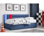 Gepolstertes Jugendbett 120x200 cm mit Bettkasten, OHNE Matratze, CHAMPION 1R