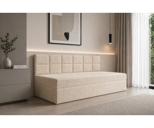 Polsterbett 80x200 cm mit Bettkasten und Seitenblende, Jugendbett MEROO 2M